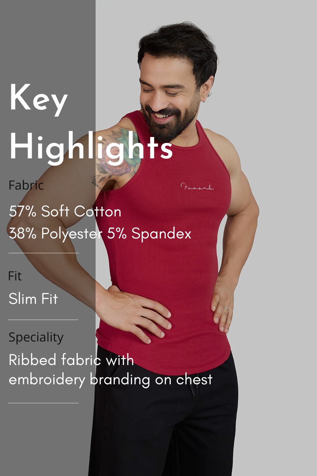Ribbed Tank Red