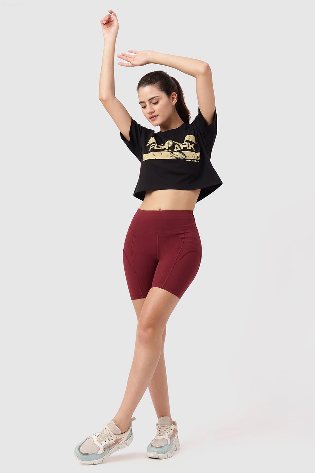 Brisk Fuaark Cotton Crop Top Black