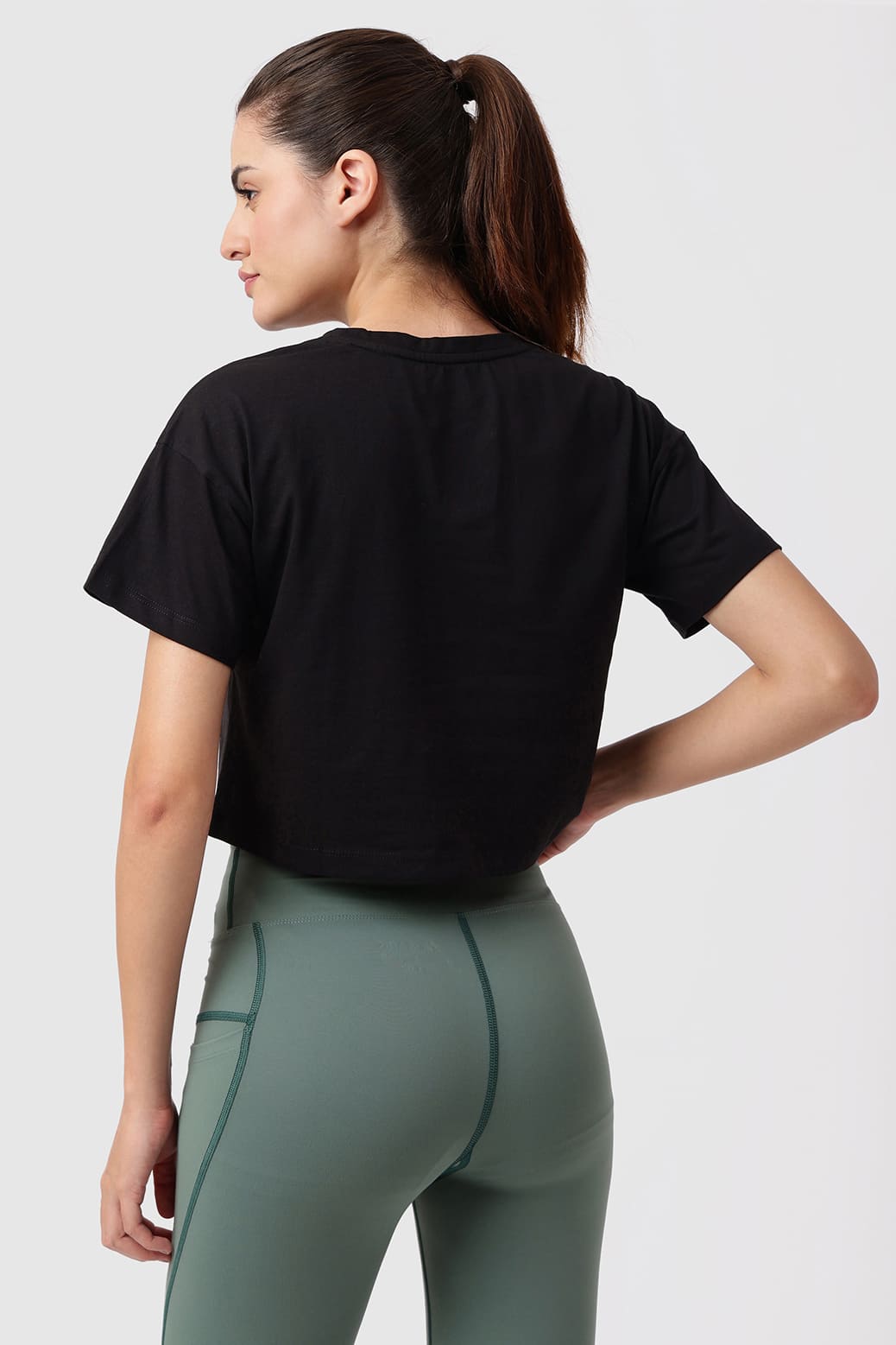 Brisk Cotton Crop Top Black