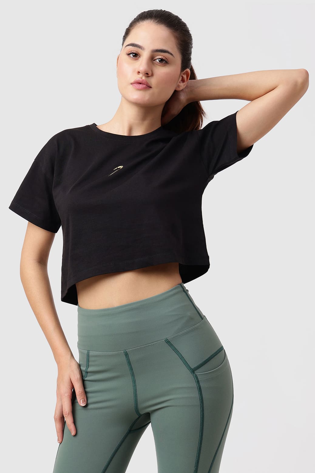 Brisk Cotton Crop Top Black