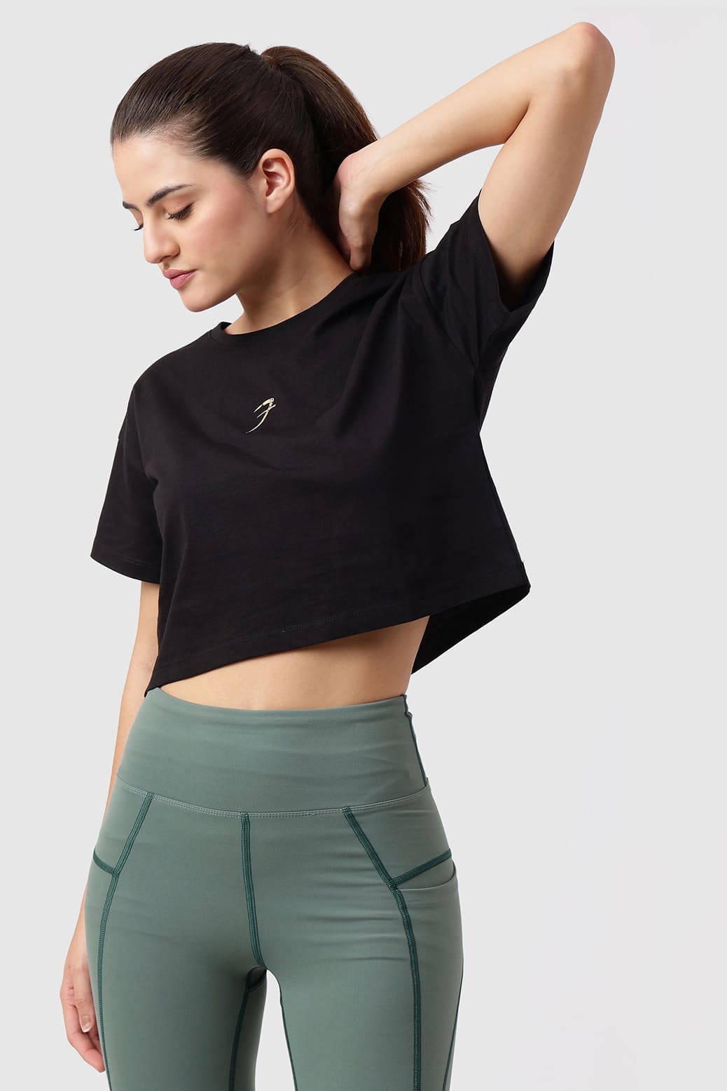 Brisk Cotton Crop Top Black