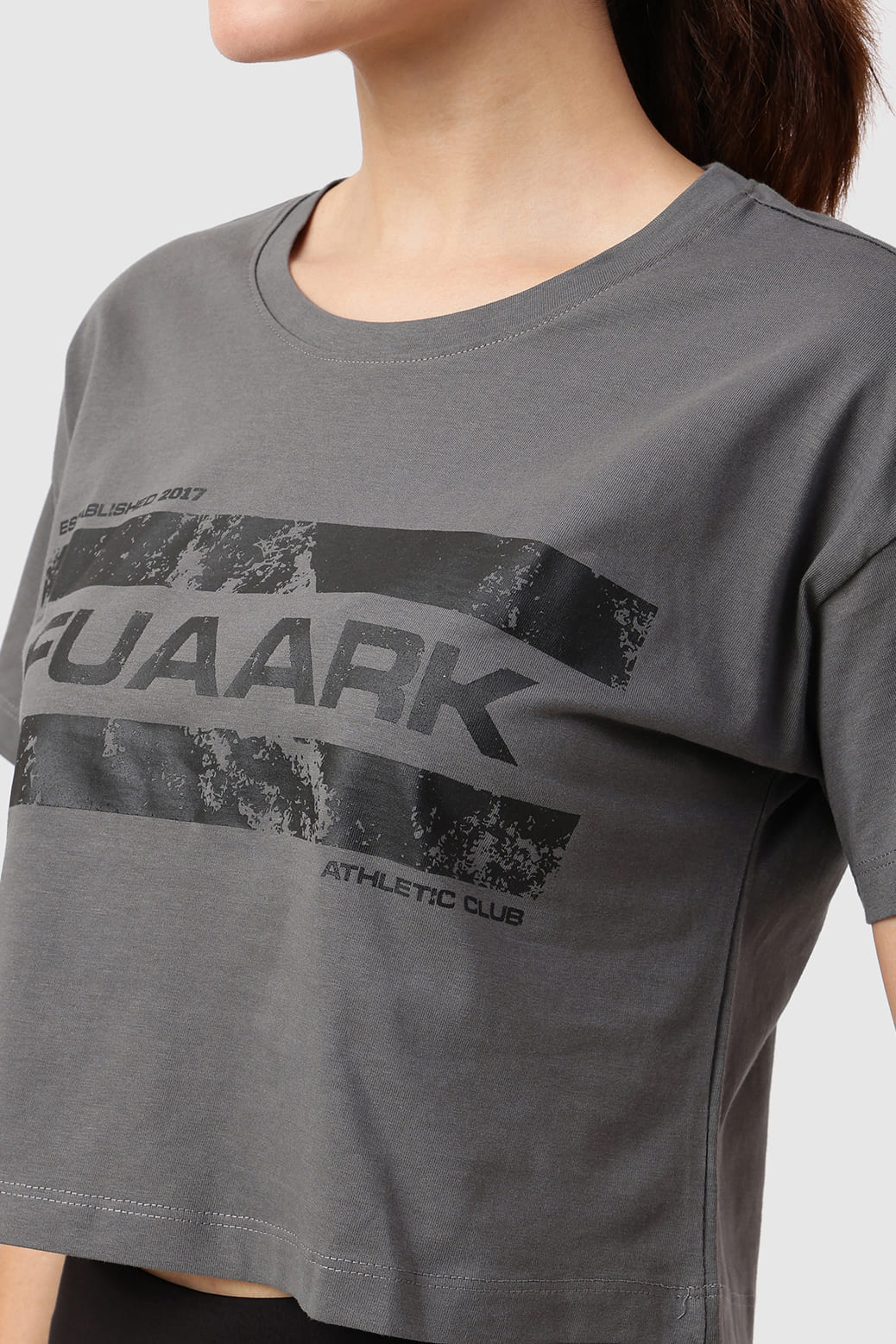 Brisk Fuaark Cotton Crop Top Grey