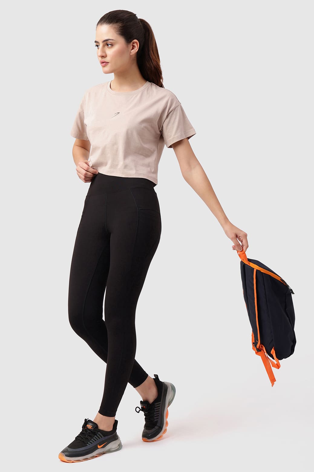 Brisk Cotton Crop Top Beige