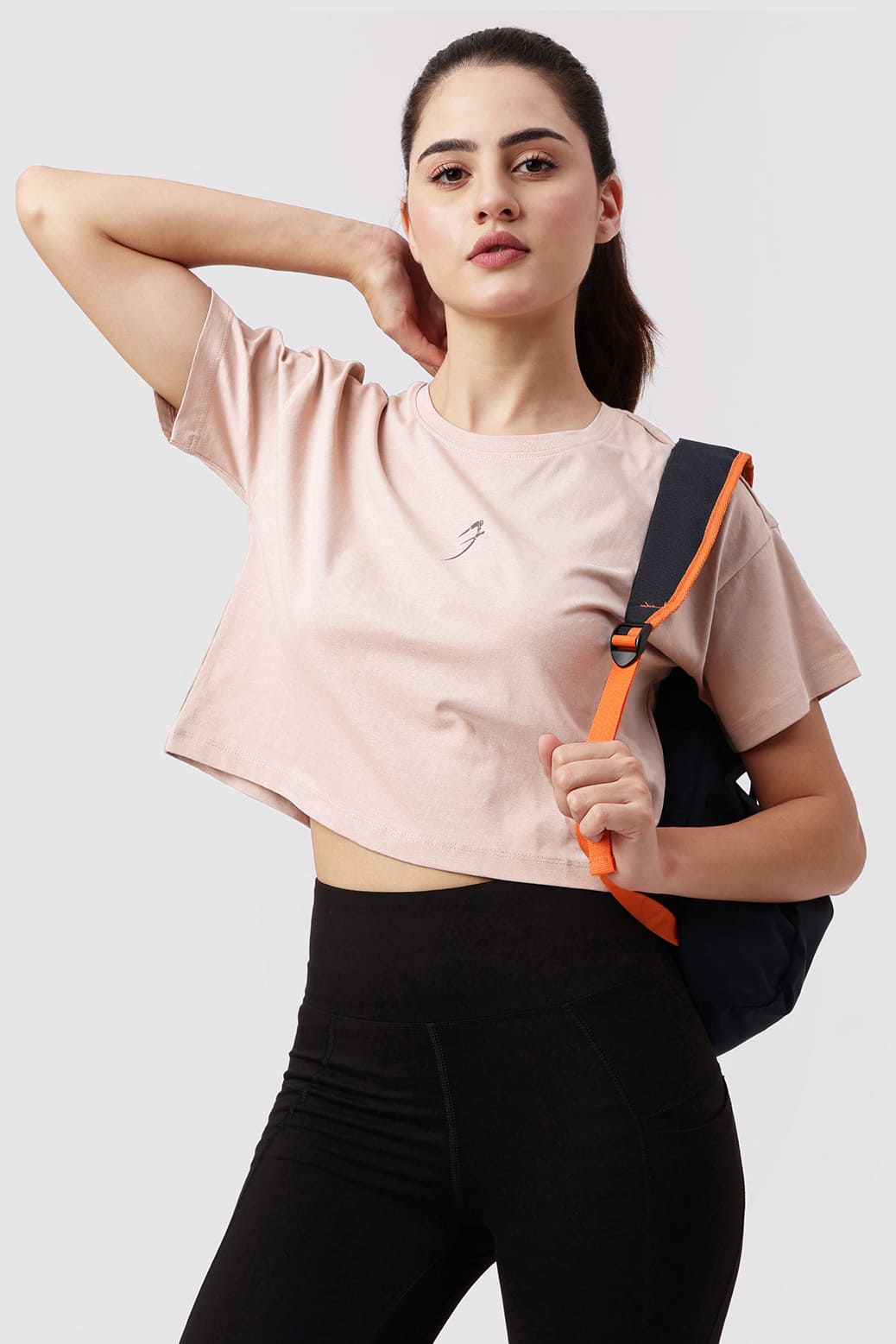 Brisk Cotton Crop Top Beige
