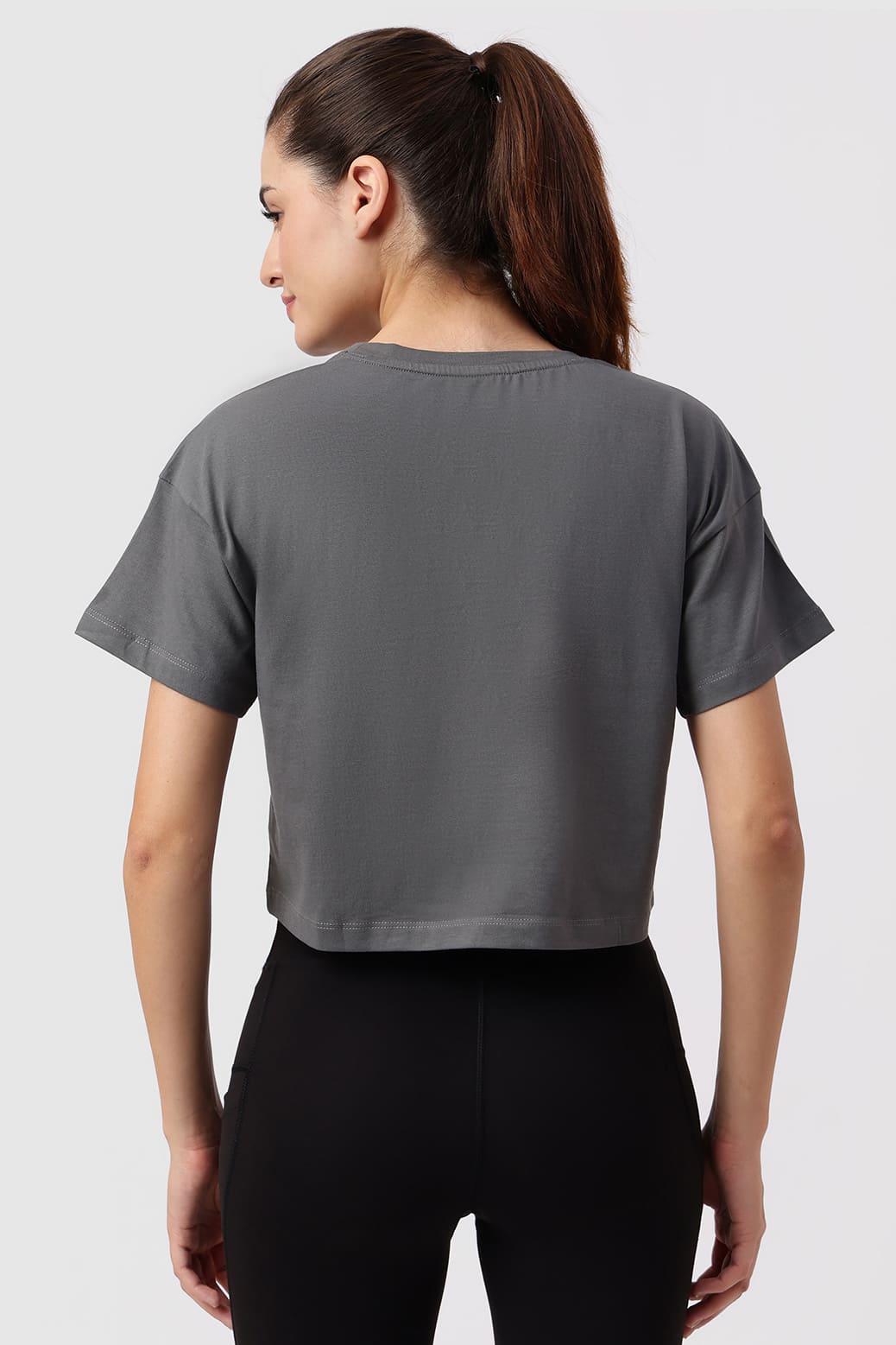 Brisk Cotton Crop Top Grey