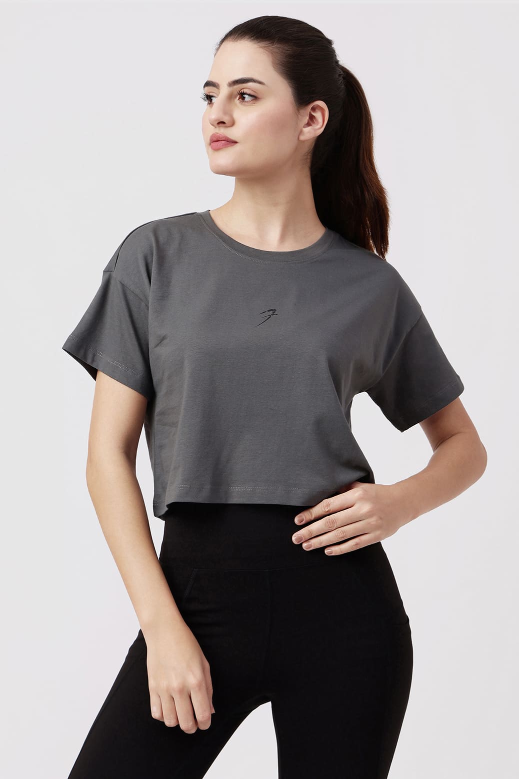 Brisk Cotton Crop Top Grey