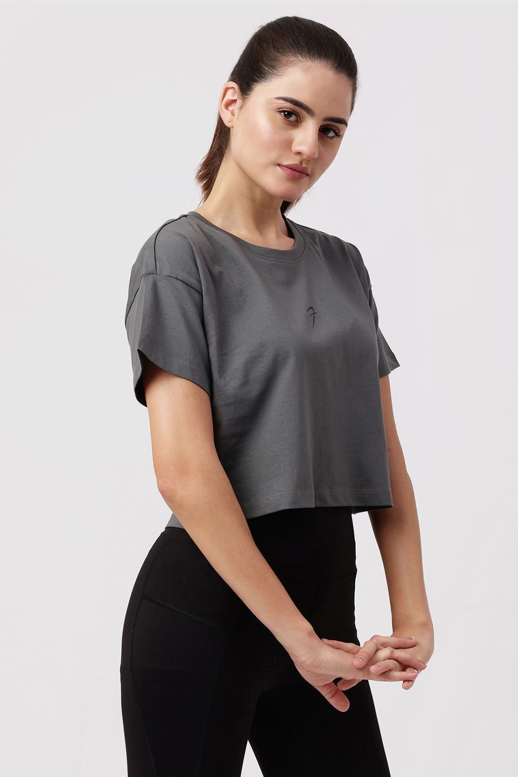 Brisk Cotton Crop Top Grey