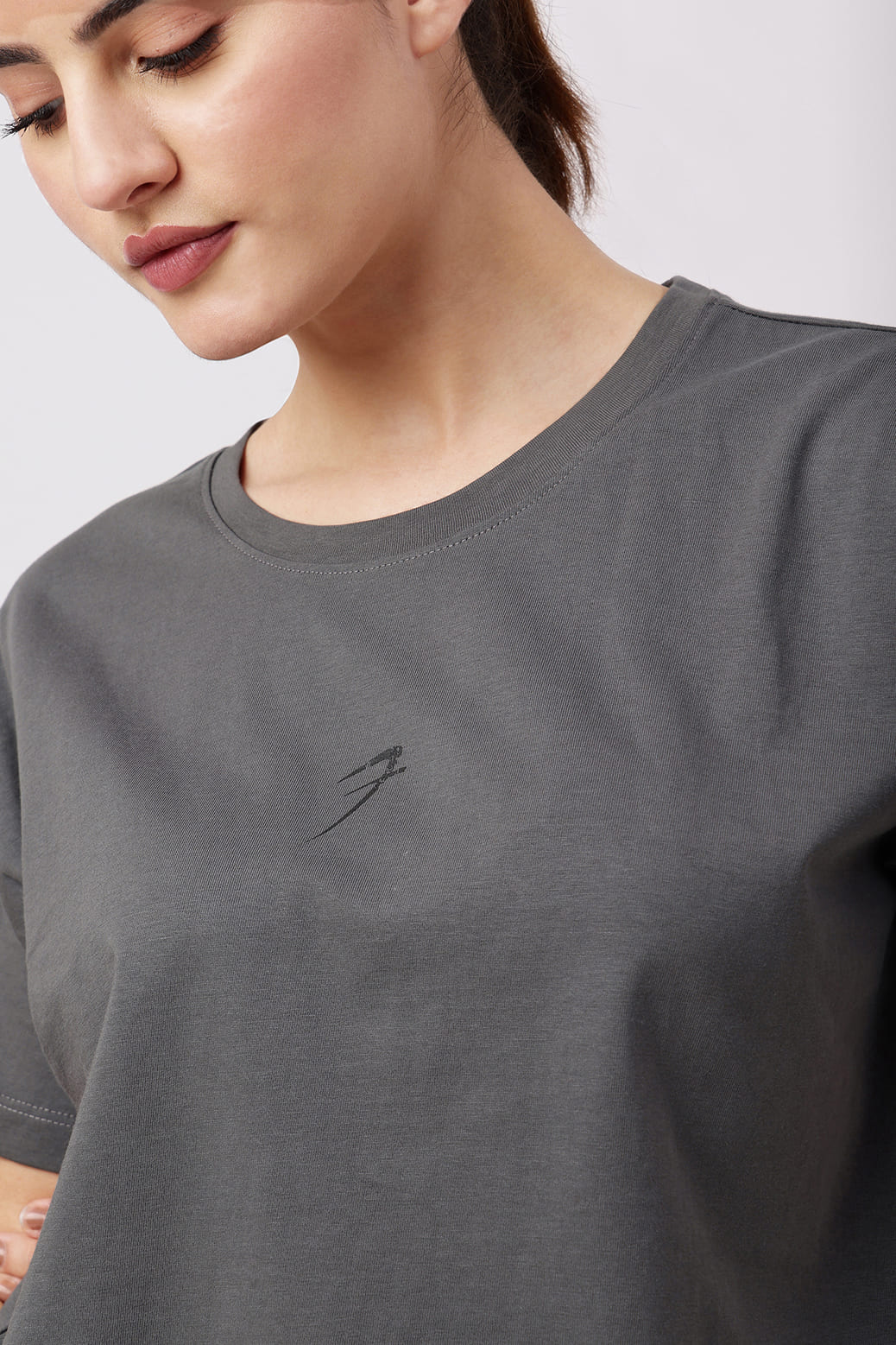Brisk Cotton Crop Top Grey
