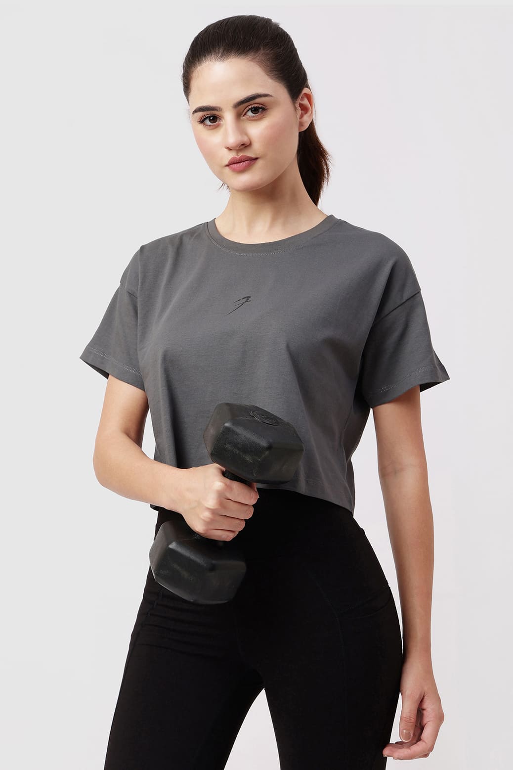 Brisk Cotton Crop Top Grey