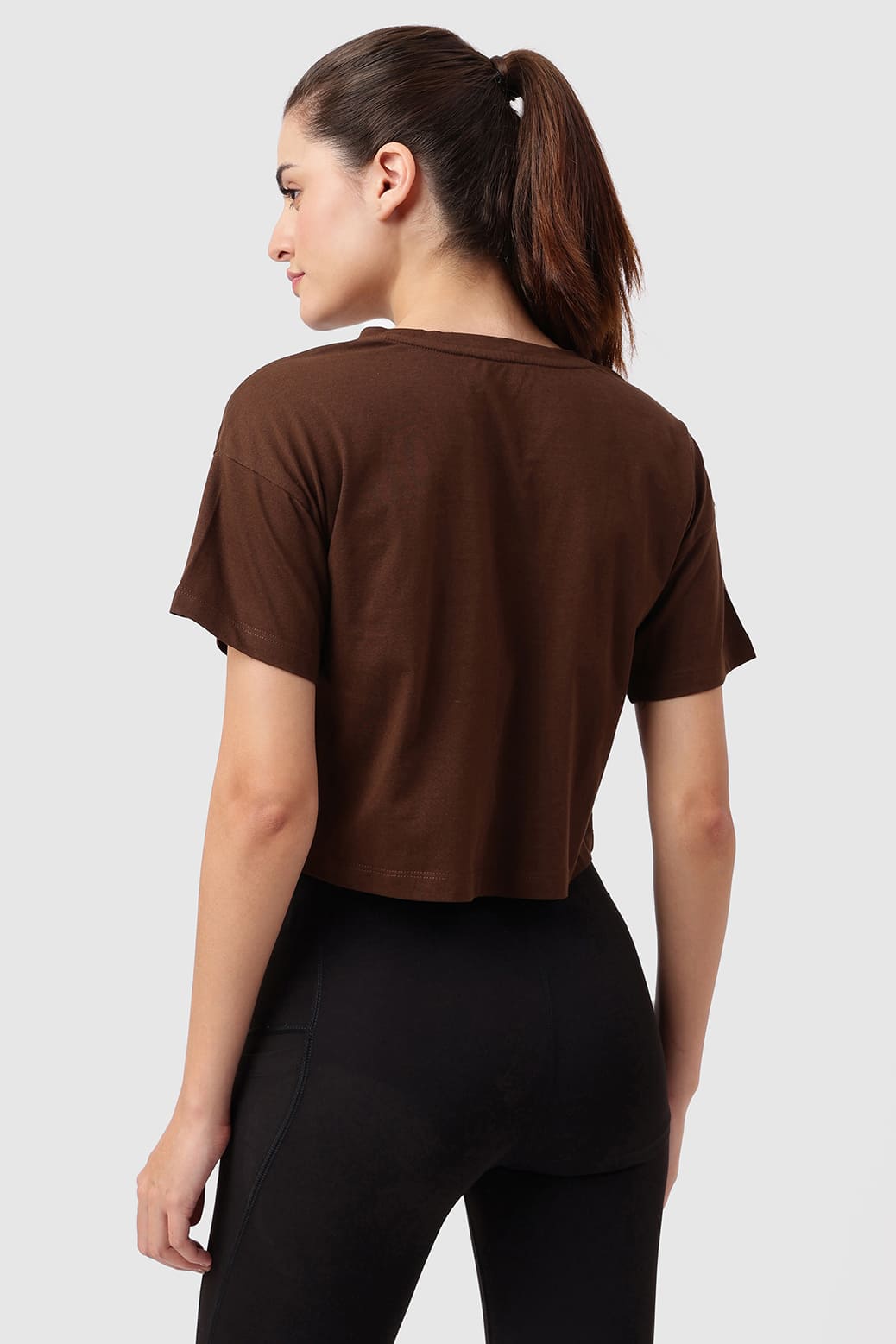Brisk Cotton Crop Top Coffee