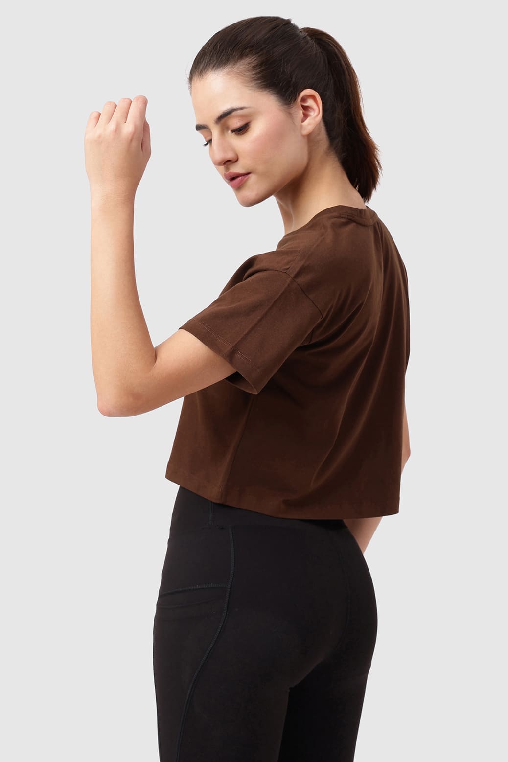 Brisk Cotton Crop Top Coffee