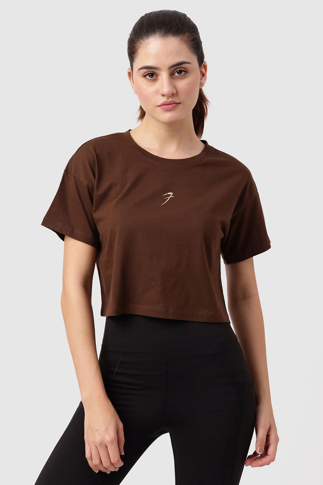 Brisk Cotton Crop Top Coffee