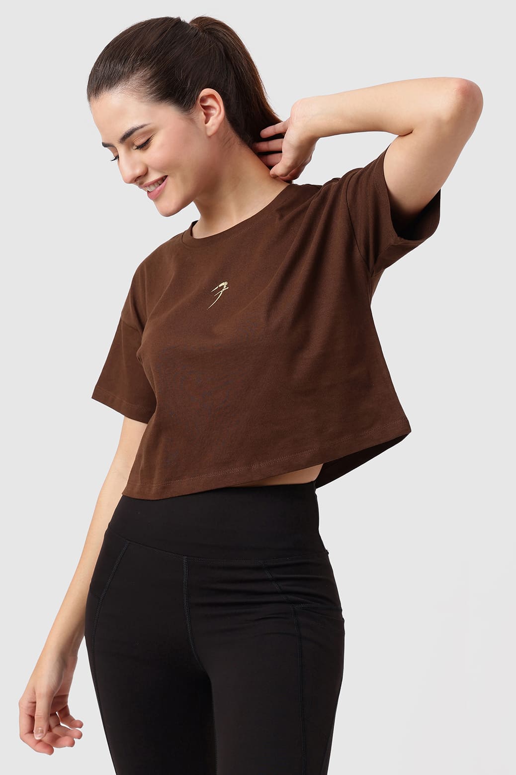Brisk Cotton Crop Top Coffee