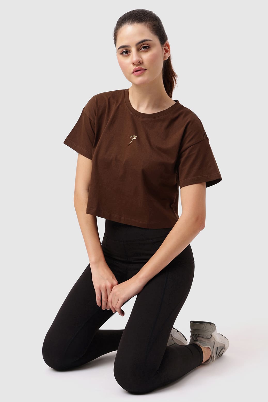 Brisk Cotton Crop Top Coffee