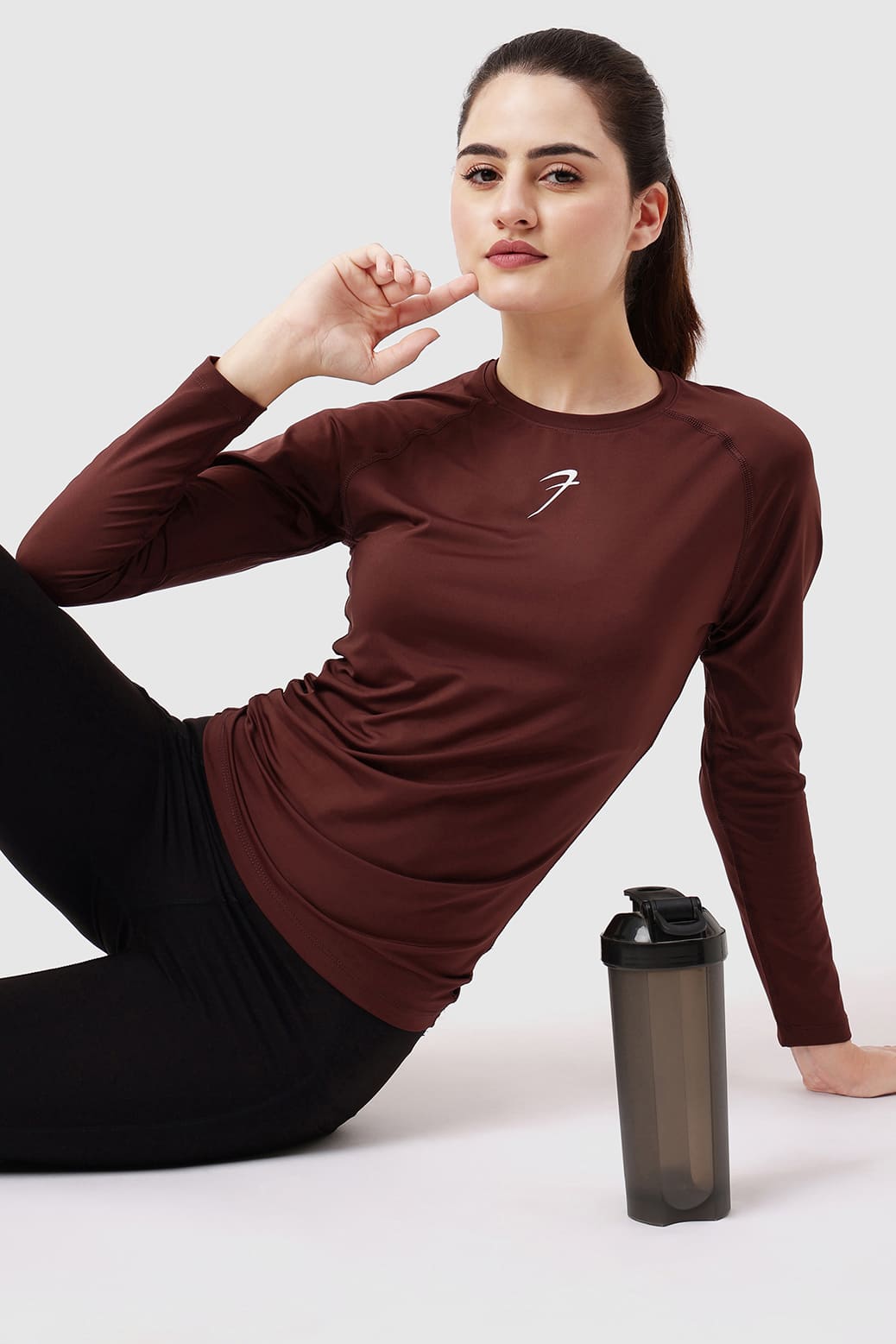 Compression Full T-shirt Brown