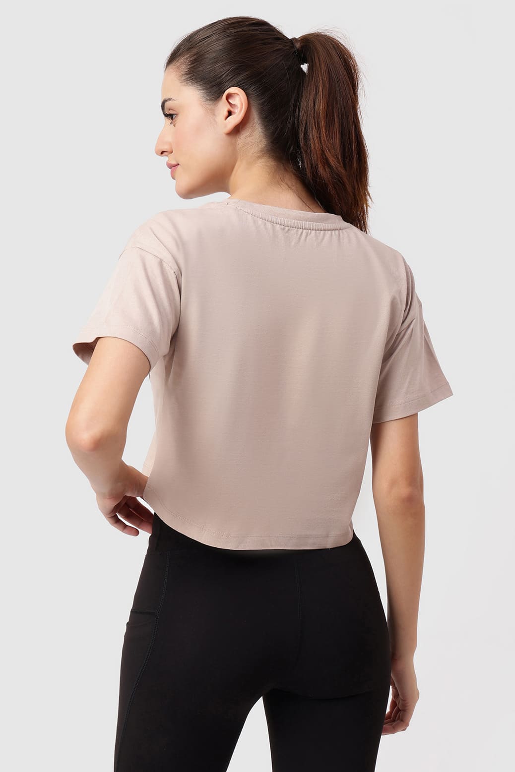 Brisk Fuaark Cotton Crop Top Beige