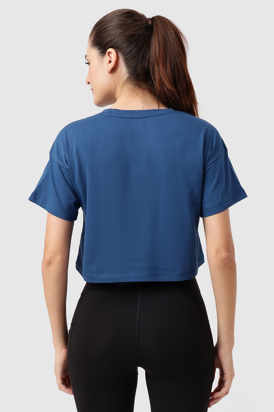 Brisk Fuaark Cotton Crop Top Teal