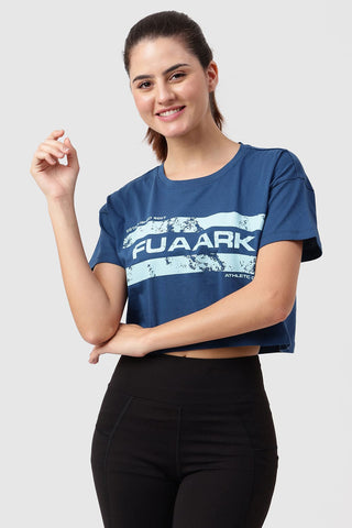 Brisk Fuaark Cotton Crop Top Teal