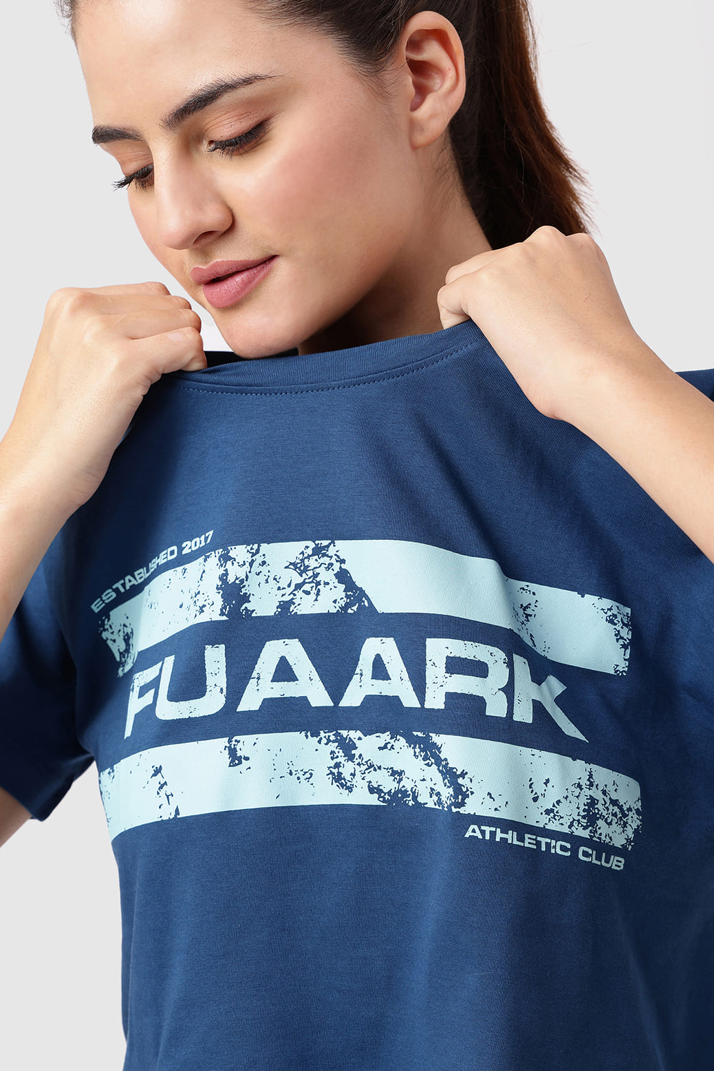 Brisk Fuaark Cotton Crop Top Teal