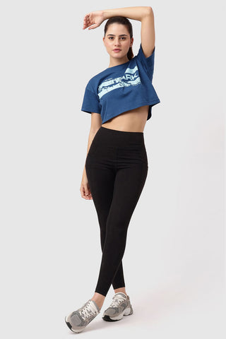 Brisk Fuaark Cotton Crop Top Teal