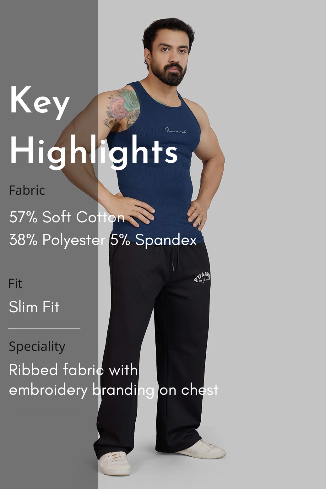 Ribbed Tank Navy