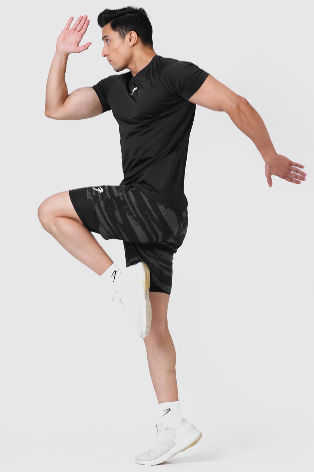 2 in 1 Printed Compression Shorts Olive