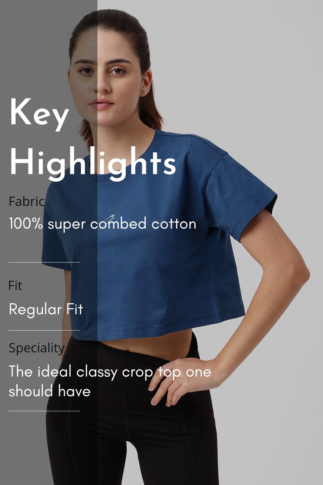 Brisk Cotton Crop Top Teal