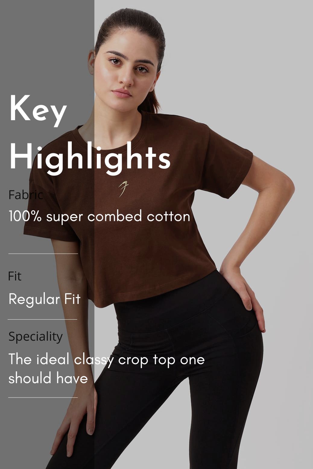 Brisk Cotton Crop Top Coffee