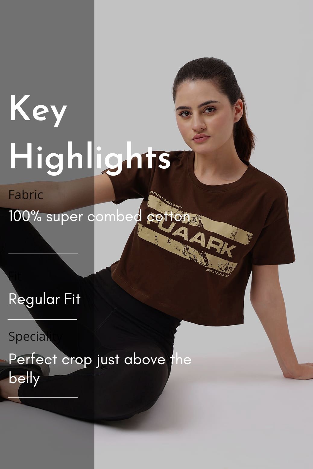 Brisk Fuaark Cotton Crop Top Coffee