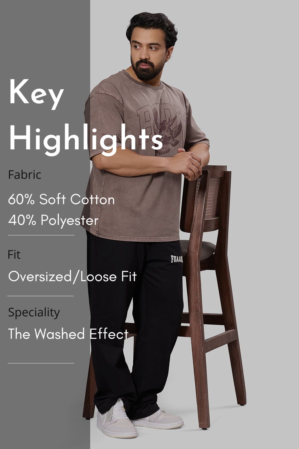 Shadow Washed Oversized T-shirt Brown