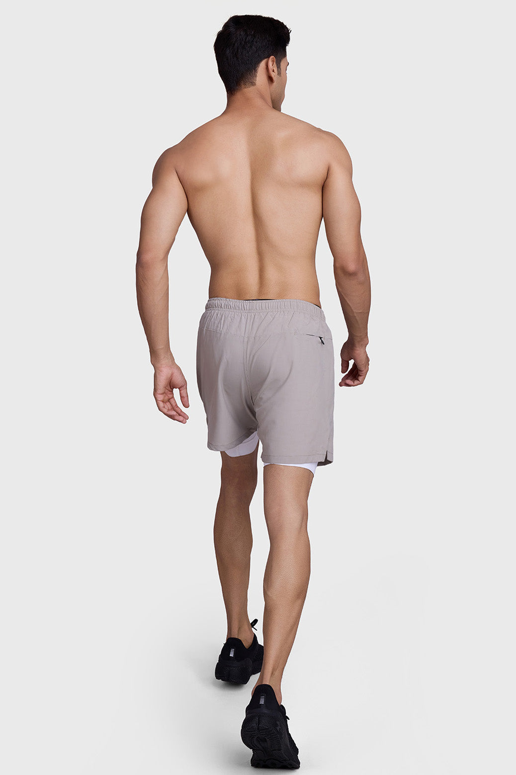 2 in 1 Laser Shorts Beige With White