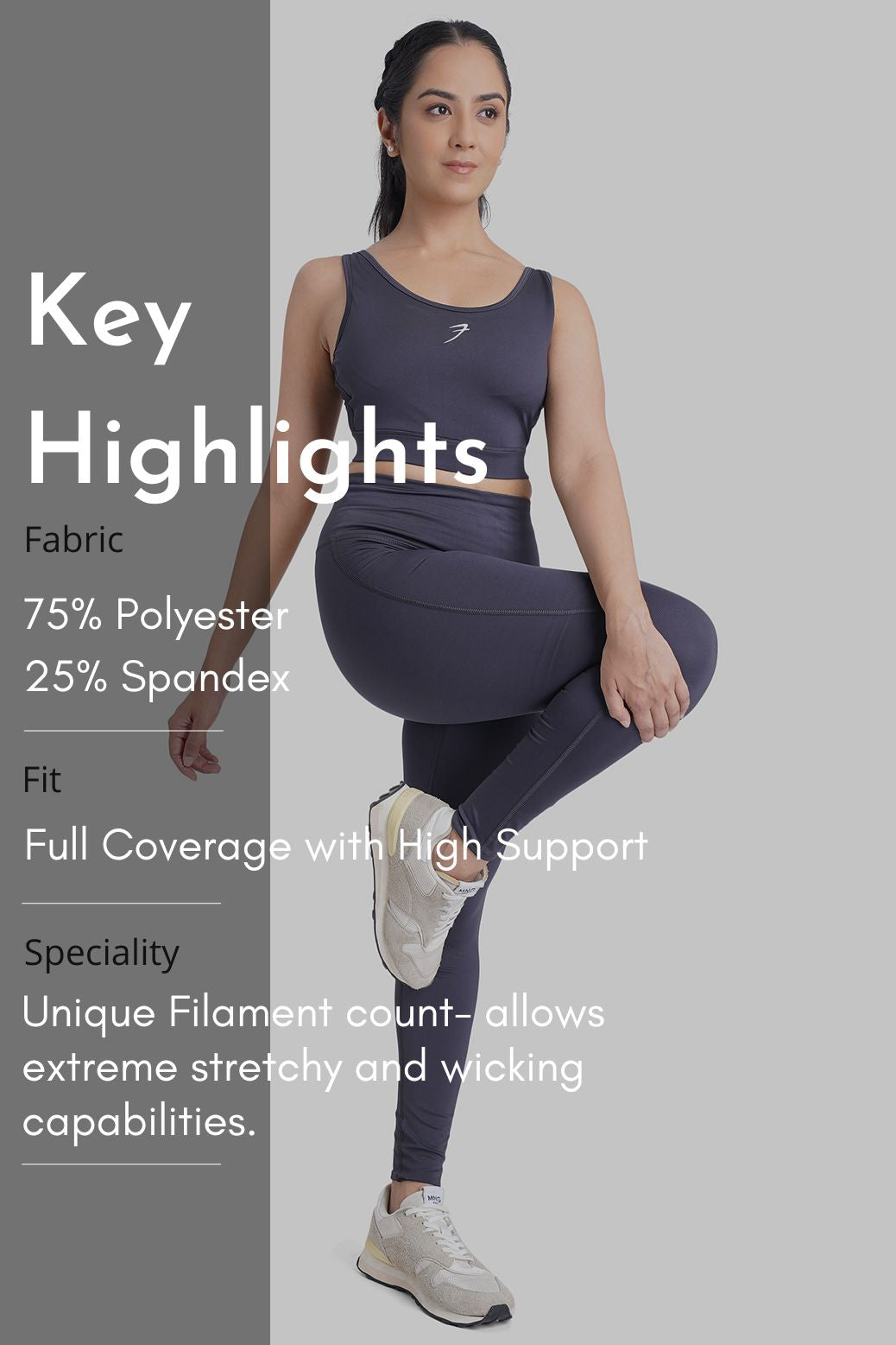 Active Full Support Sports Bra Coal