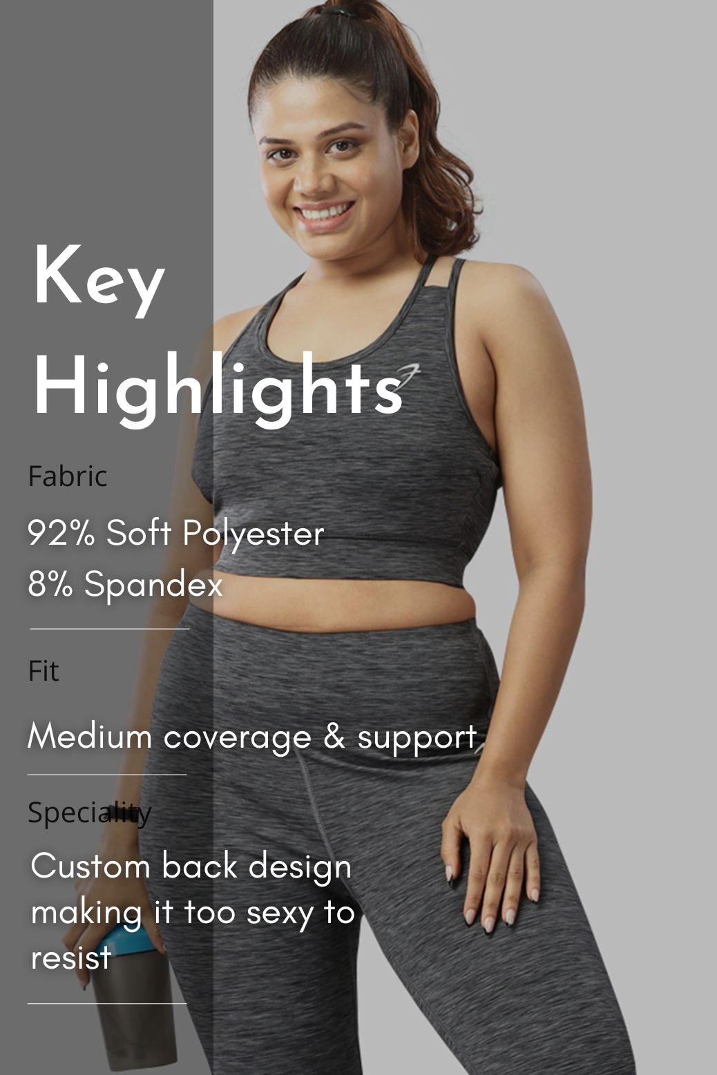 Essential Melange Sports Bra Grey