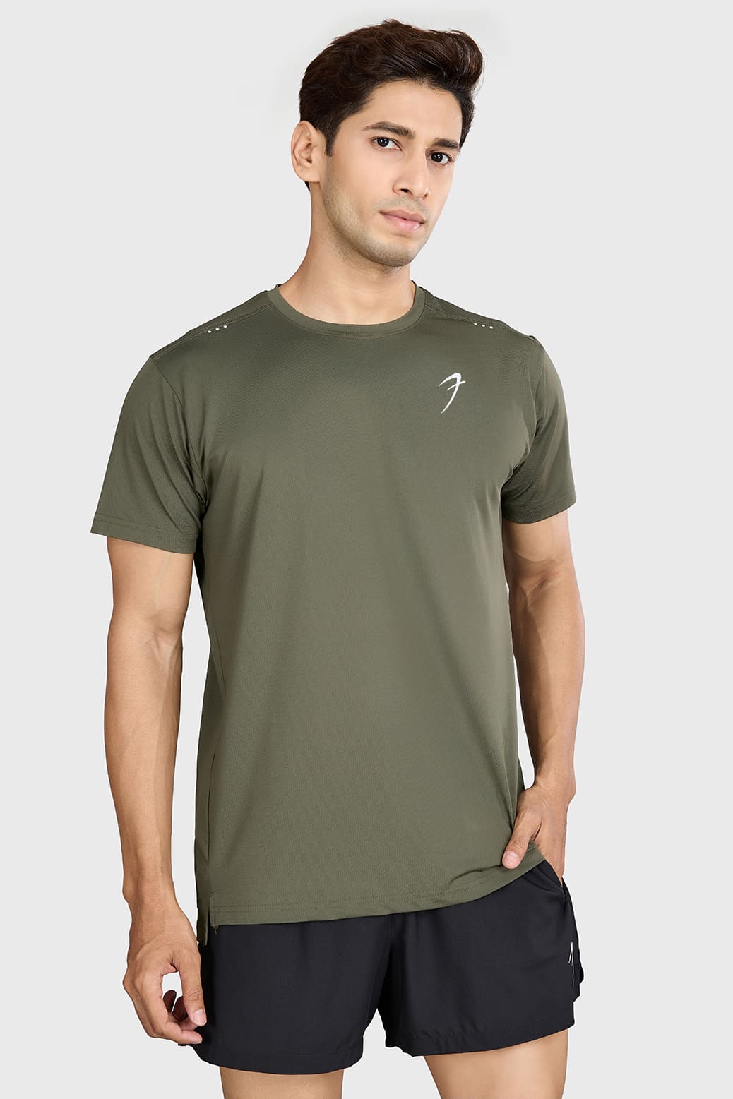 Laser Cut Running T-shirt Olive