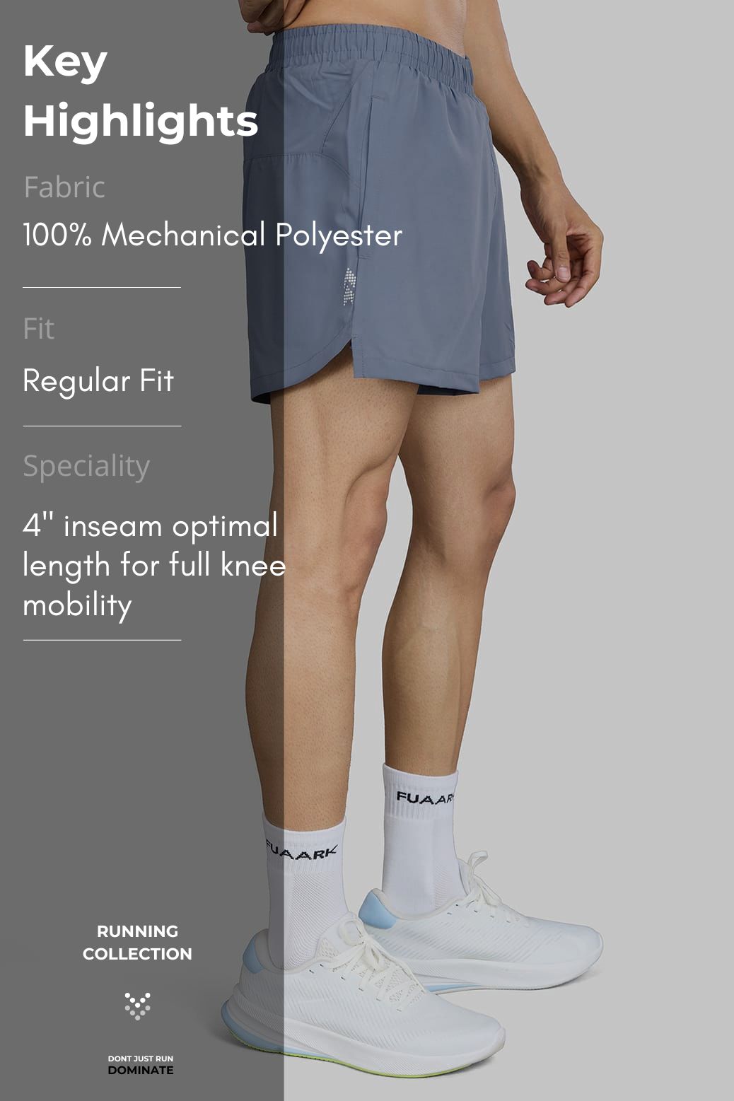 Pulse 4" Running Shorts Light Grey