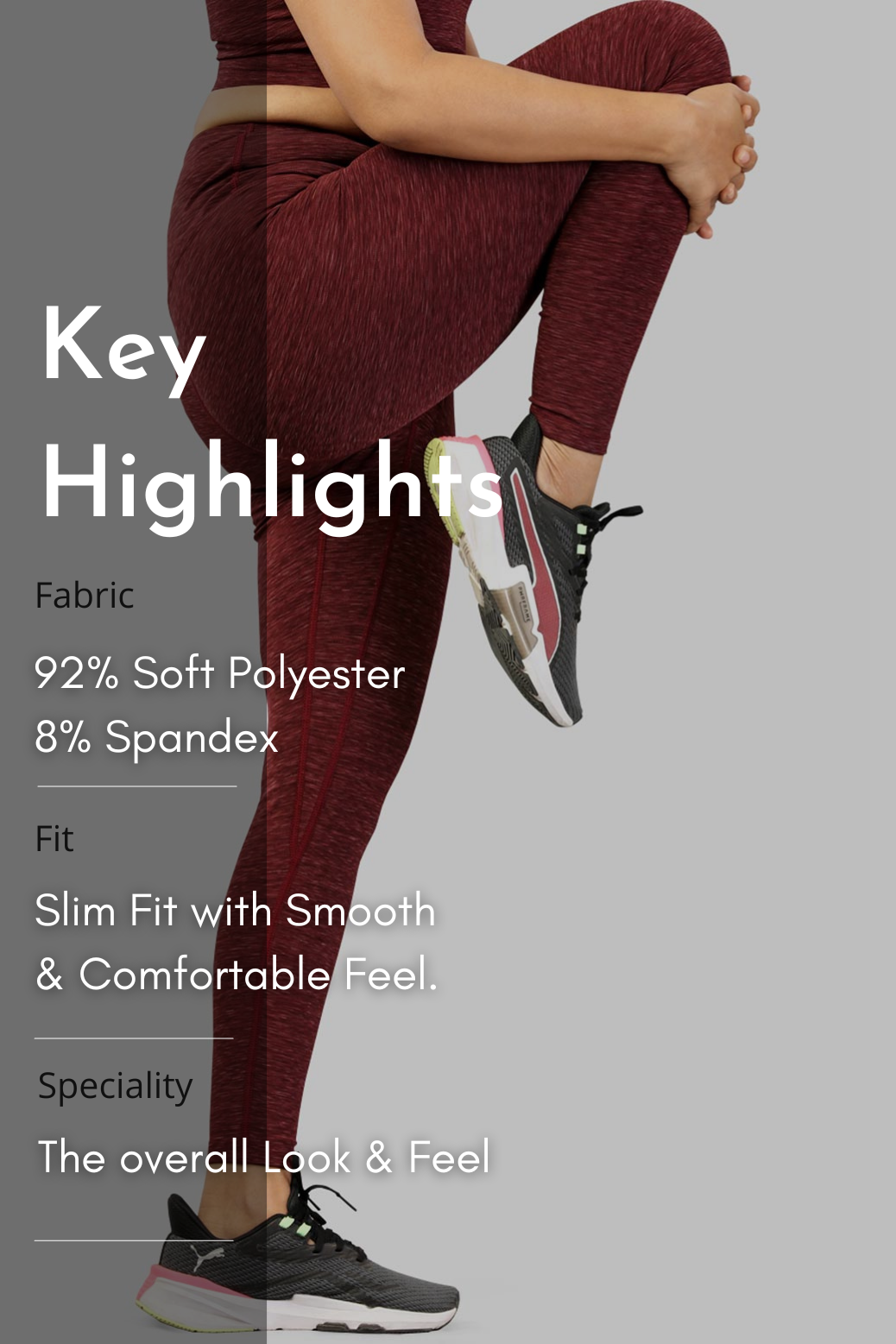 Essential Melange Leggings Maroon