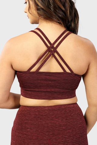 Essential Melange Sports Bra Maroon