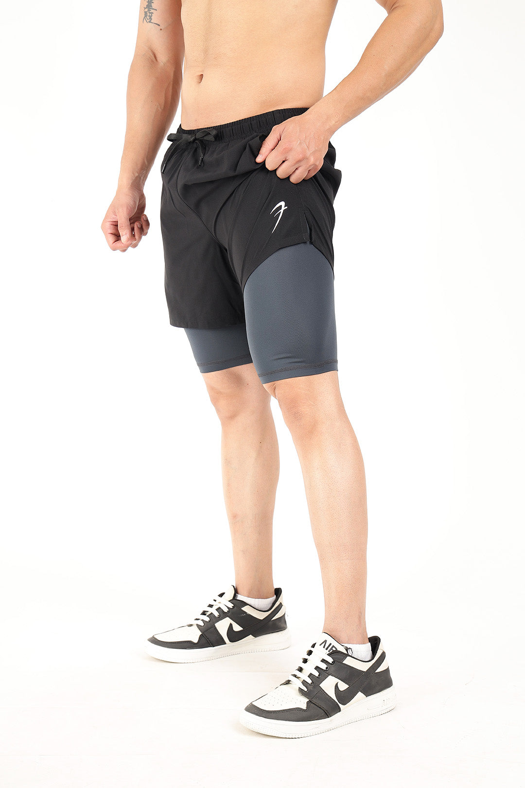 2 in 1 5" Compression Shorts Black