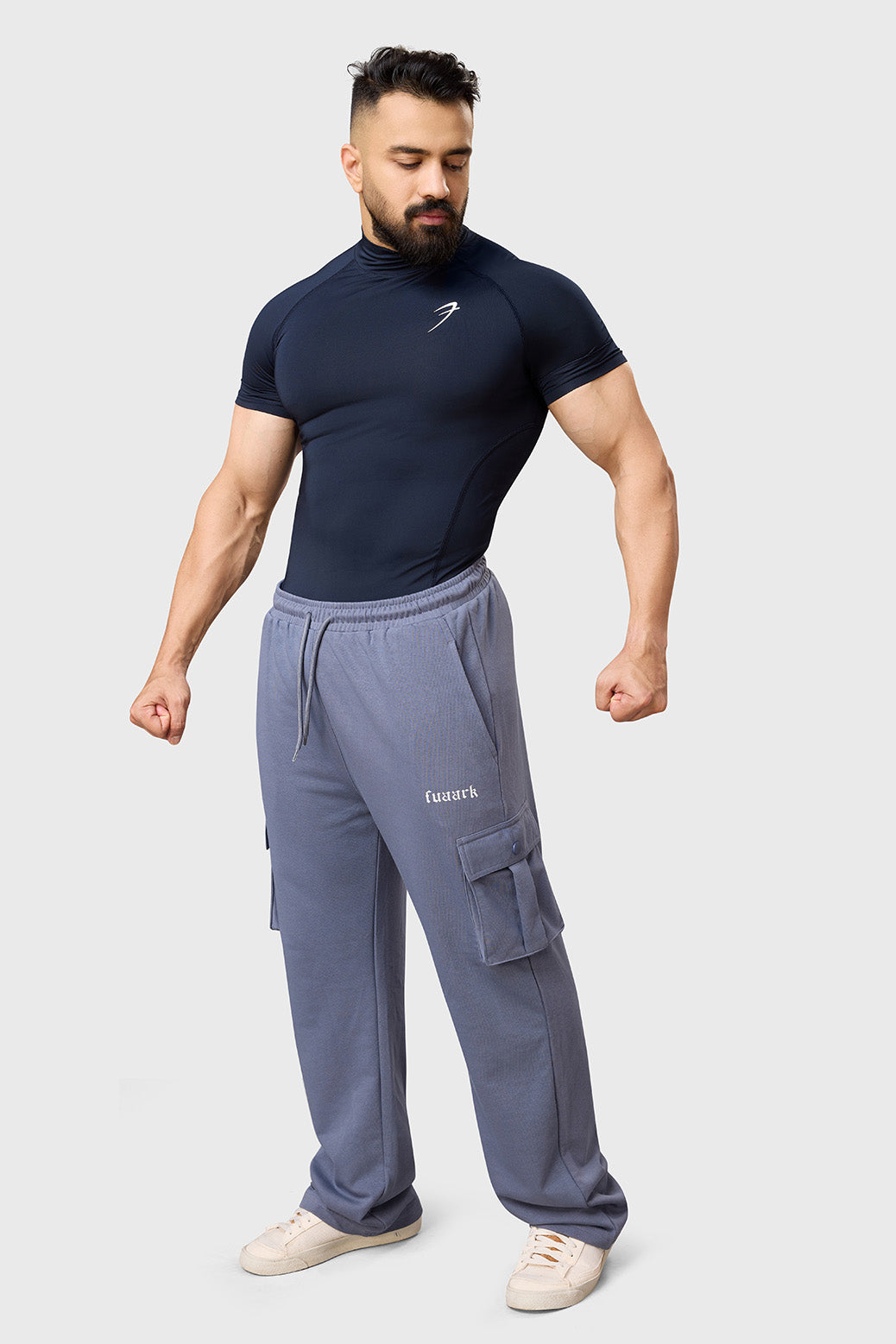 High Neck Compression T-shirt Navy