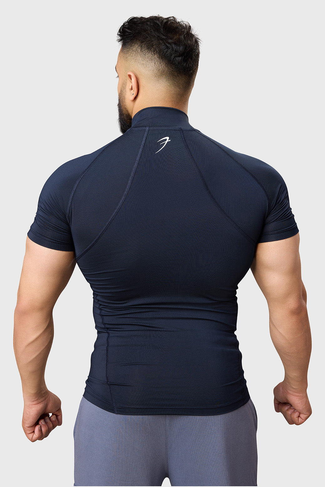 High Neck Compression T-shirt Navy