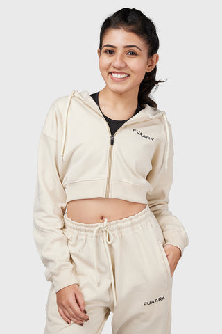 Signature Oversized Cropped Jacket Beige