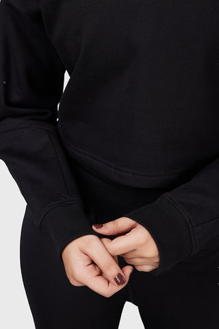 Signature Oversized Cropped Sweatshirt Black