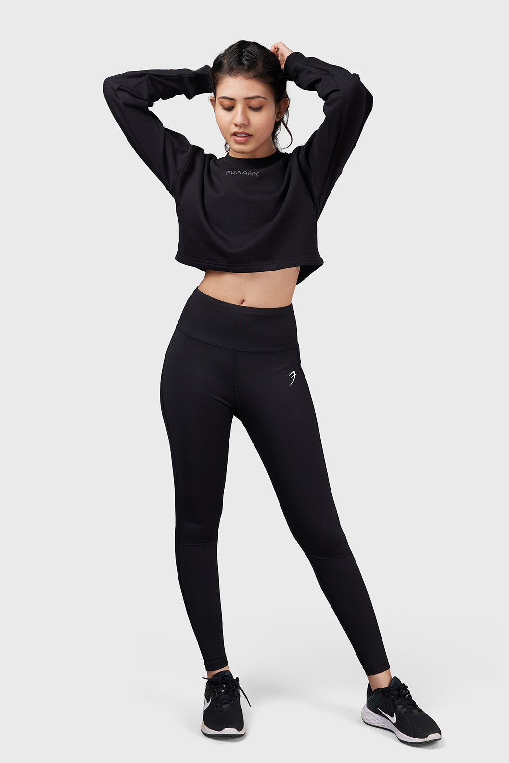 Signature Oversized Cropped Sweatshirt Black