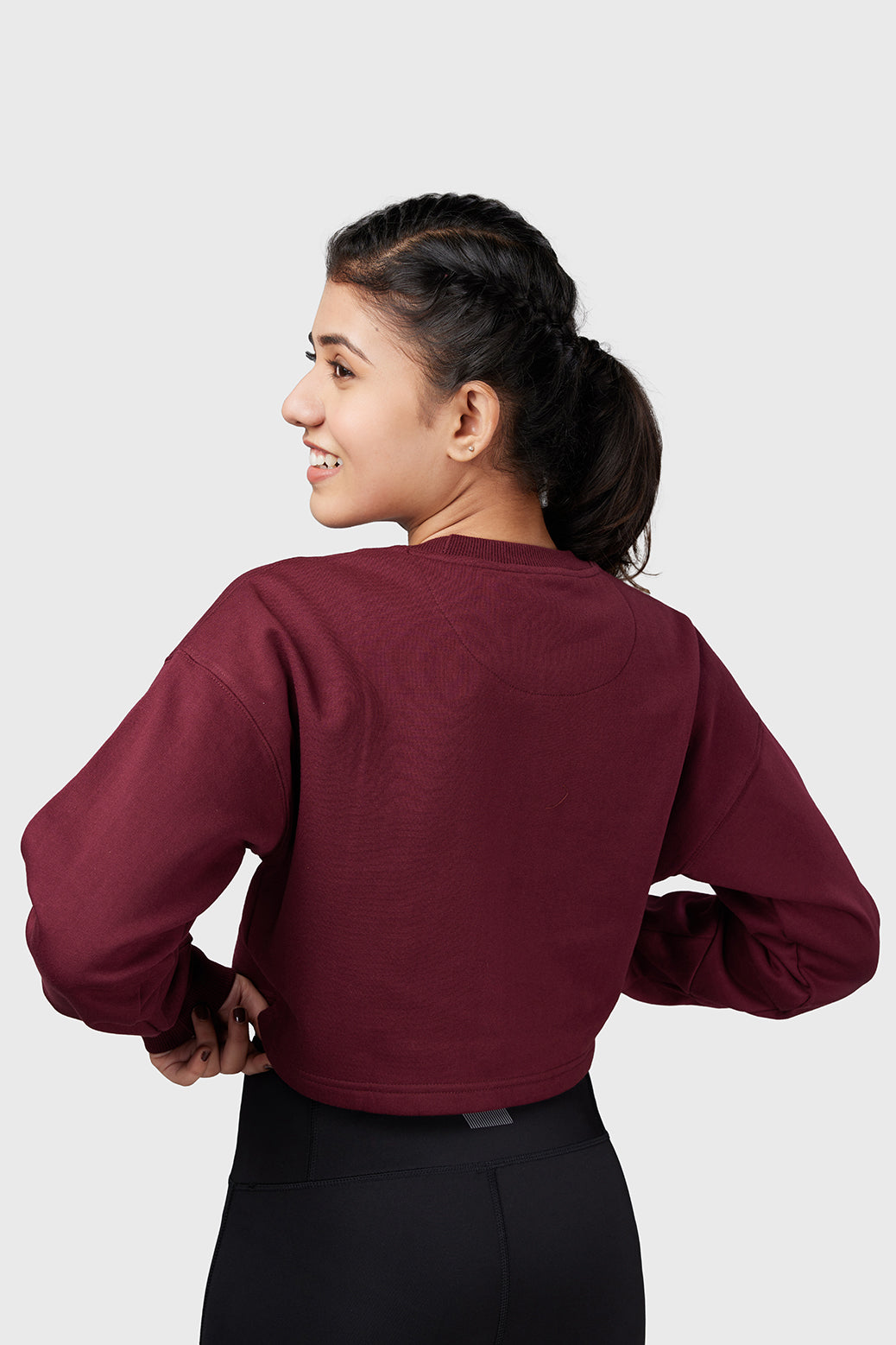 Signature Oversized Cropped Sweatshirt Cherry