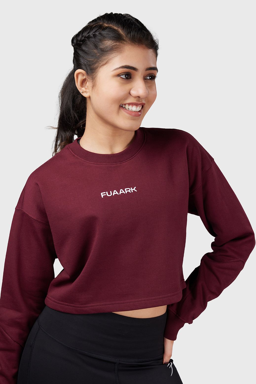 Signature Oversized Cropped Sweatshirt Cherry