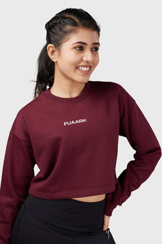 Signature Oversized Cropped Sweatshirt Cherry