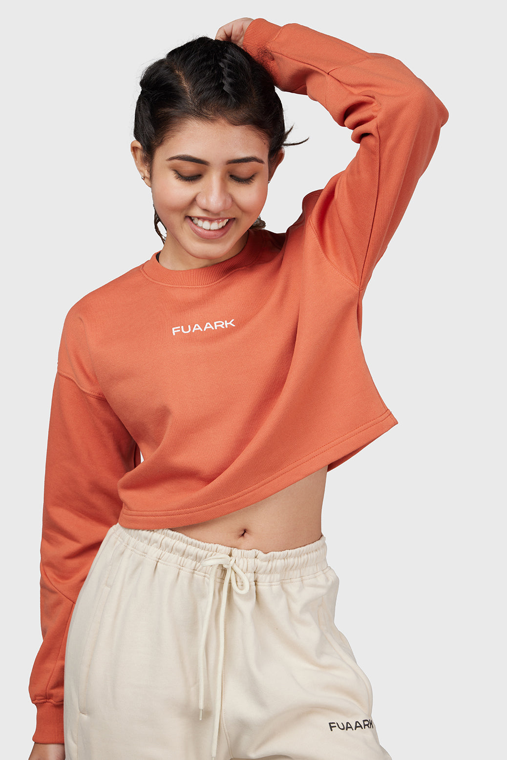 Signature Oversized Cropped Sweatshirt Orange