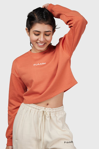 Signature Oversized Cropped Sweatshirt Orange