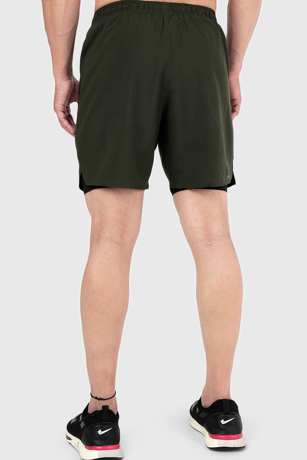 2 in 1 Compression Shorts Olive