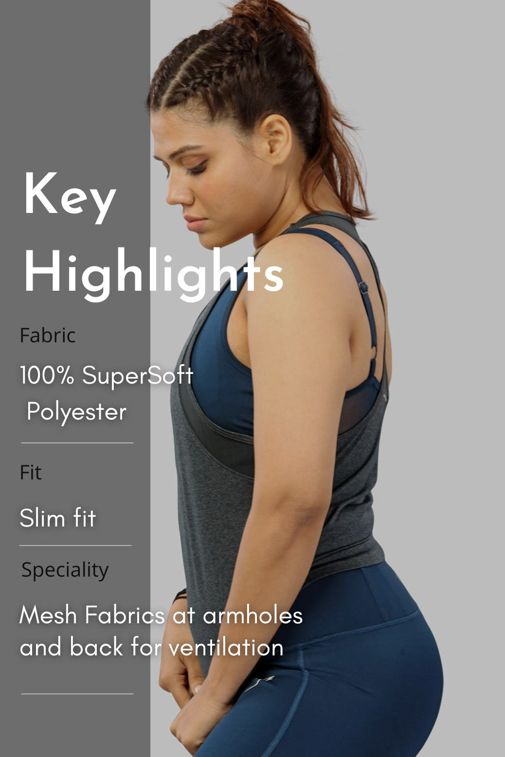 Bold Melange Tank Dark Grey